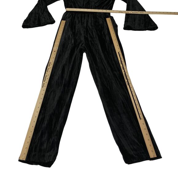 A New Day Jumpsuit Womens Small Black Velvet Empire Waist V Neck Straight Leg - Picture 5 of 16